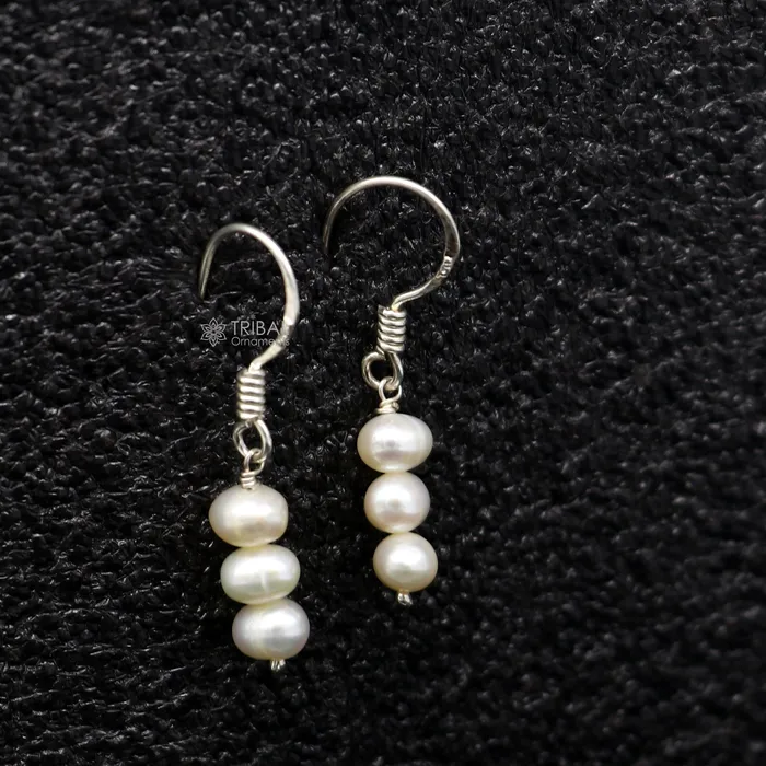 TRIBAL ORNAMENTS Earrings Unique 925 Sterling silver handmade fabulous Hoops earrings with gorgeous pearls stone stylish light weight delicate jewelry s1208 TRIBAL ORNAMENTS Earrings Unique 925 Sterling silver handmade fabulous Hoops earrings with gorgeous pearls stone stylish light weight delicate jewelry s1208