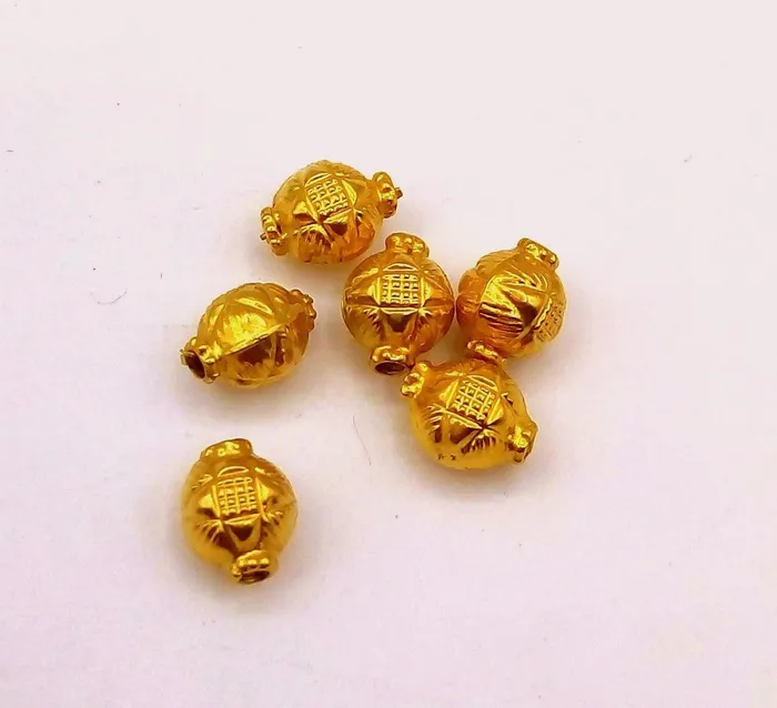 TRIBAL ORNAMENTS Necklaces Vintage antique handmade loose beads traditional designer 22k yellow gold 6 beads or ball for custom jewelry making