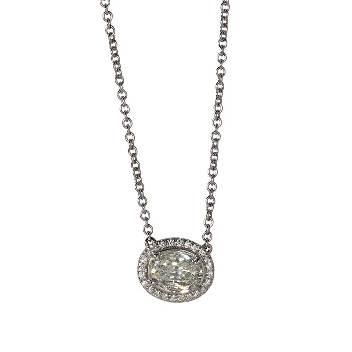 114ctw LAmour Crisscut Oval Diamond Halo Pendant Necklace Christopher Designs Necklaces 114ctw LAmour Crisscut Oval Diamond Halo Pendant Necklace Christopher Designs Necklaces