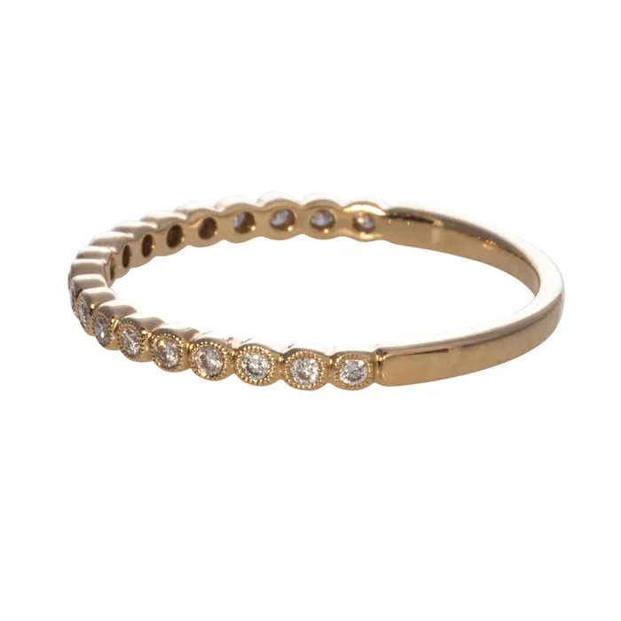 12ctw Diamond Bezel Milgrain Halfway 14K Yellow Gold Band Croghans Rings