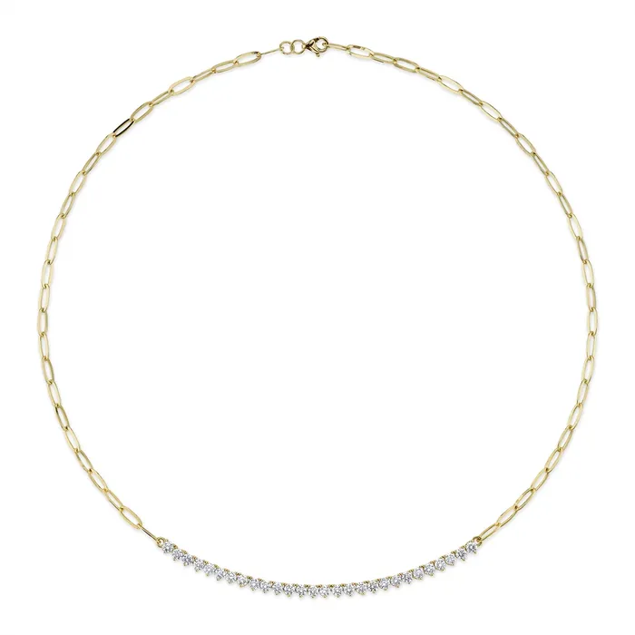 14K Yellow Gold Diamond Paper Clip Link Necklace Meierotto Jewelers Necklaces