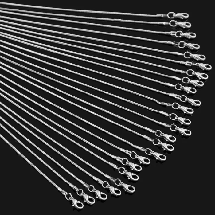 18 Inch 925 Silver Plated 12mm DIY Snake Chain Charms Link Necklace with Lobster Clasps for Jewelry Making IntoResin Necklaces