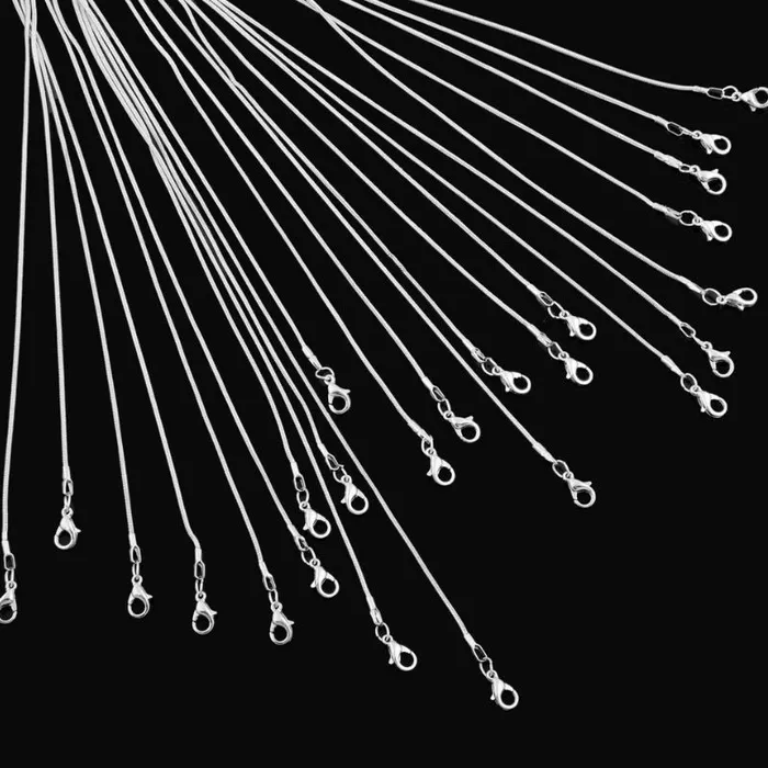 18 Inch 925 Silver Plated 12mm DIY Snake Chain Charms Link Necklace with Lobster Clasps for Jewelry Making IntoResin Necklaces