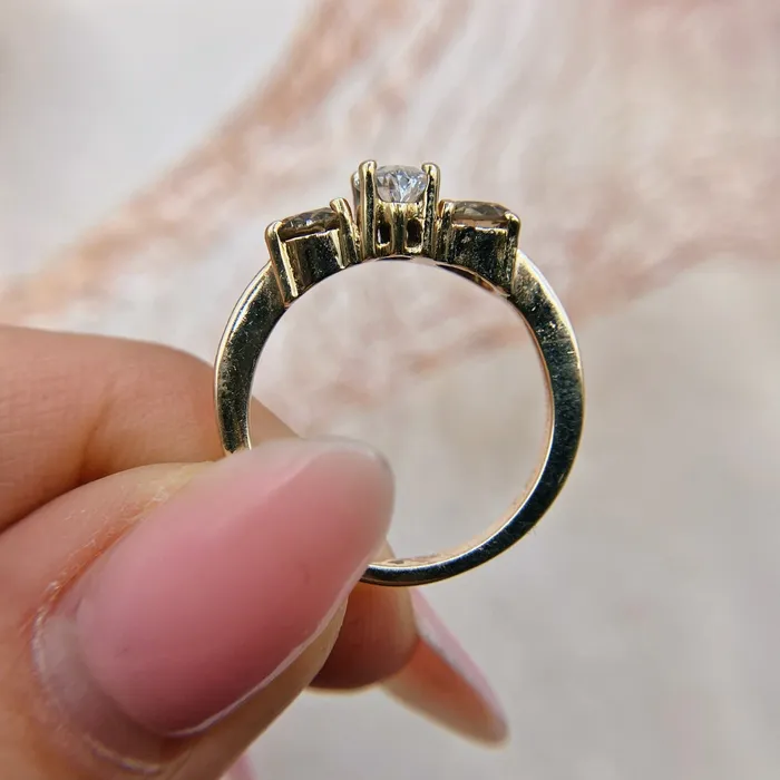 3 Stone Engagement Ring Set in 14K Yellow Gold 200ct tw Marquise Cut Round Brilliant Natural Diamonds Diamond Source NYC Rings