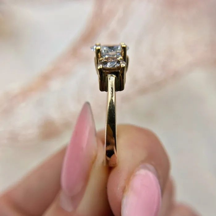 3 Stone Engagement Ring Set in 14K Yellow Gold 200ct tw Marquise Cut Round Brilliant Natural Diamonds Diamond Source NYC Rings