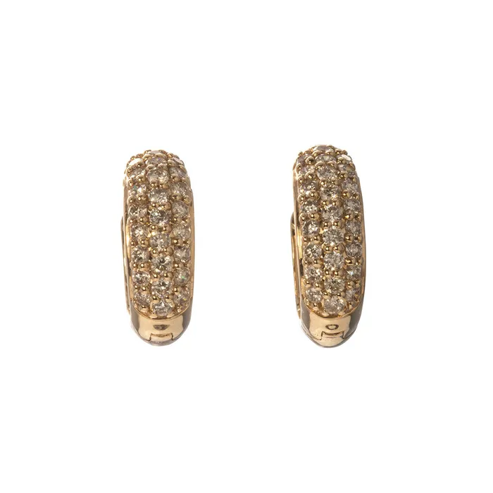 50ctw Diamond Pav 14K Yellow Gold Huggie Hoop Earrings Croghans Earrings