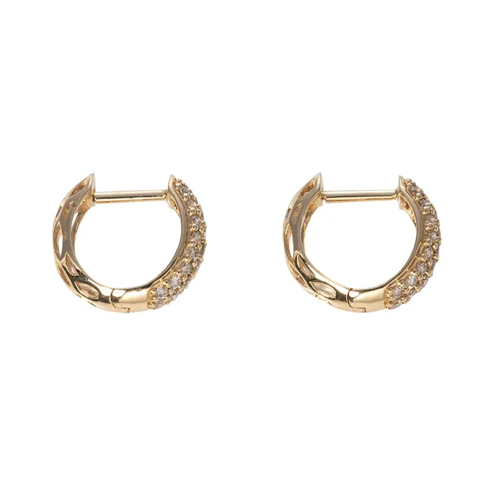 50ctw Diamond Pav 14K Yellow Gold Huggie Hoop Earrings Croghans Earrings
