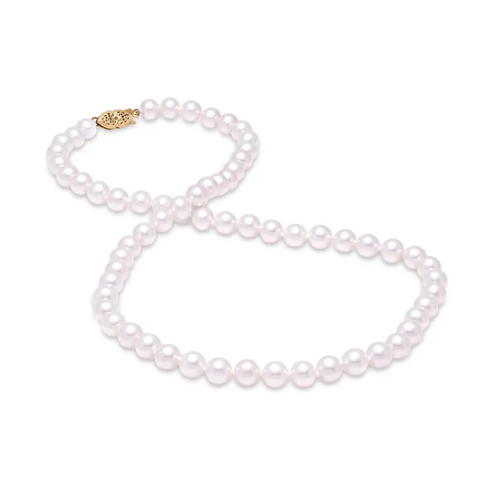 657mm Pearl Single Strand 14K Gold Filigree Clasp Necklace Croghans Necklaces 657mm Pearl Single Strand 14K Gold Filigree Clasp Necklace Croghans Necklaces