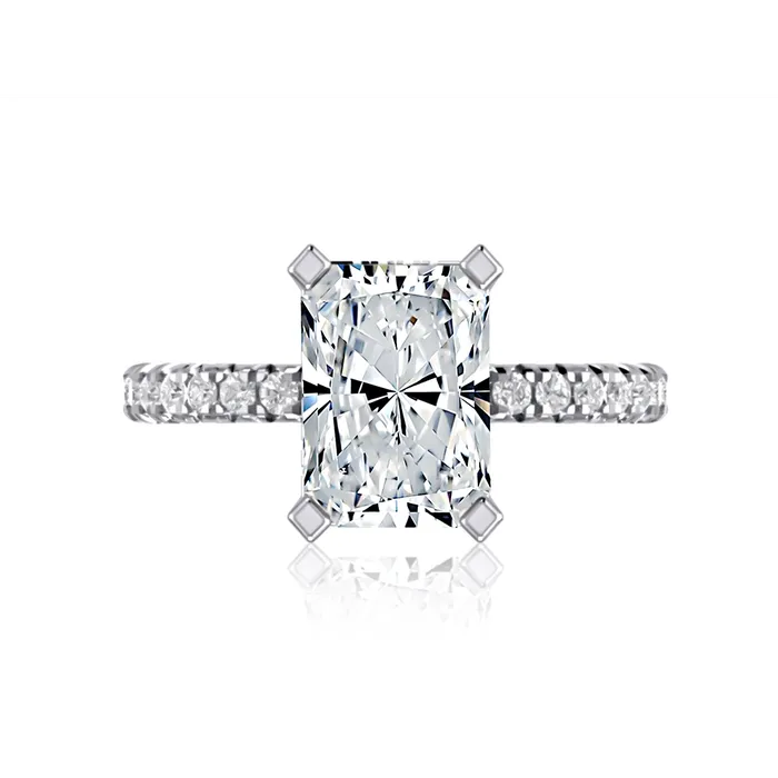 AJaffe 14K White Gold Diamond Semimount Ring Rectangle Head with Hidden Halo A Jaffe Rings AJaffe 14K White Gold Diamond Semimount Ring Rectangle Head with Hidden Halo A Jaffe Rings