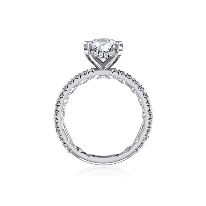 AJaffe 14K White Gold Diamond Semimount Ring Rectangle Head with Hidden Halo A Jaffe Rings AJaffe 14K White Gold Diamond Semimount Ring Rectangle Head with Hidden Halo A Jaffe Rings