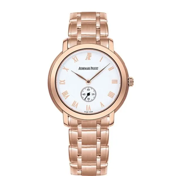 Audemars Piguet Jules Audemars Small Seconds 36mm Watch Ref 15155OROO1229OR01 White Roman Dial 18K Rose Gold Bracelet Audemars Piguet Bracelets
