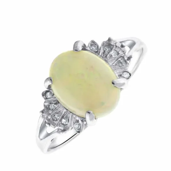 Beautiful Ladies14k white gold Opal Ring R1950 Diamond Source NYC Rings