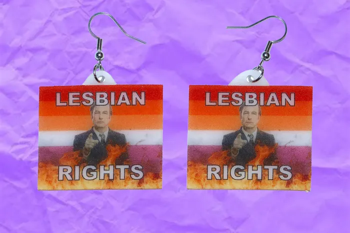 Better Call Saul Lesbian Flame Pride Flag Handmade Earrings Sam Makes Things Earrings Better Call Saul Lesbian Flame Pride Flag Handmade Earrings Sam Makes Things Earrings