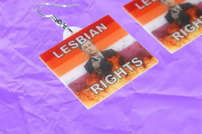 Better Call Saul Lesbian Flame Pride Flag Handmade Earrings Sam Makes Things Earrings