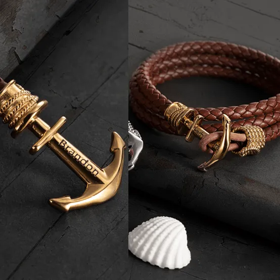 Bracelets Belbren Personalized Mens Anchor Leather Bracelet Engraved Name Adjustable Fit Symbolizes Family Loyalty Perfect Fathers Day Gift Bracelets Belbren Personalized Mens Anchor Leather Bracelet Engraved Name Adjustable Fit Symbolizes Family Loyalty Perfect Fathers Day Gift