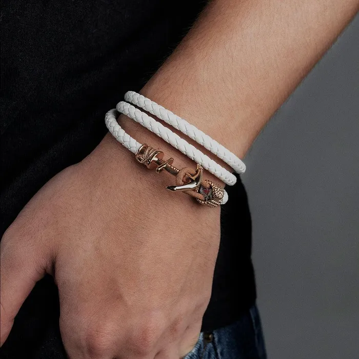 Bracelets Belbren Personalized Mens Anchor Leather Bracelet Engraved Name Adjustable Fit Symbolizes Family Loyalty Perfect Fathers Day Gift
