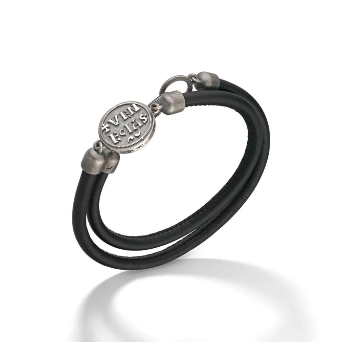 Bracelets Marco Dal Maso Marco Dal Maso Moneta Disc Leather Bracelet