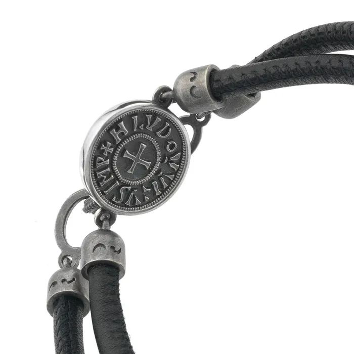 Bracelets Marco Dal Maso Marco Dal Maso Moneta Disc Leather Bracelet