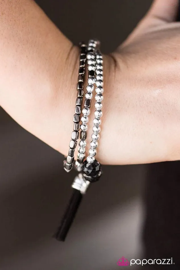 Bracelets Paparazzi Bracelet NamaStay The Night Black Paparazzi Jewelry