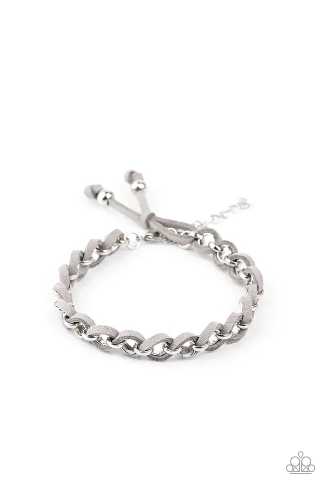 Bracelets Paparazzi Jewelry Paparazzi Bracelet SUEDE Side to Side Silver