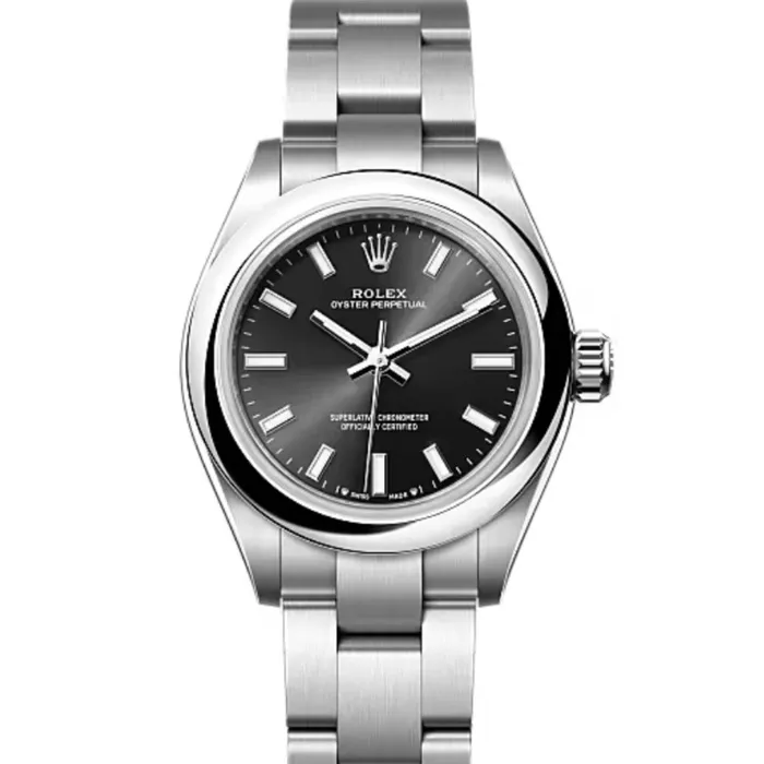 Bracelets Rolex Oyster Perpetual 28mm Stainless steel bracelet Bright black dial Smooth bezel Ladies Watch 2762000002 Rolex