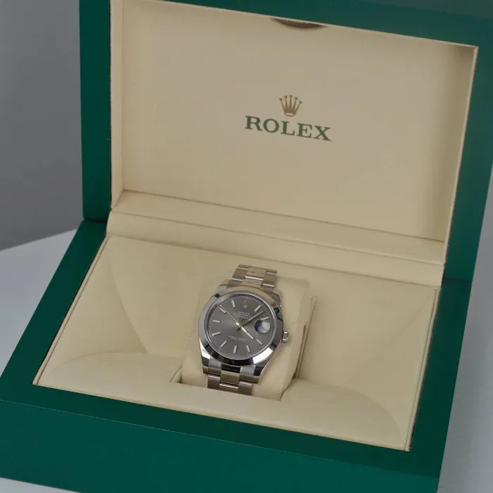 Bracelets Rolex Rolex Datejust 41mm Ref 1263000007 Rhodium Grey Dial Stainless Steel Oyster Bracelet Mens Watch
