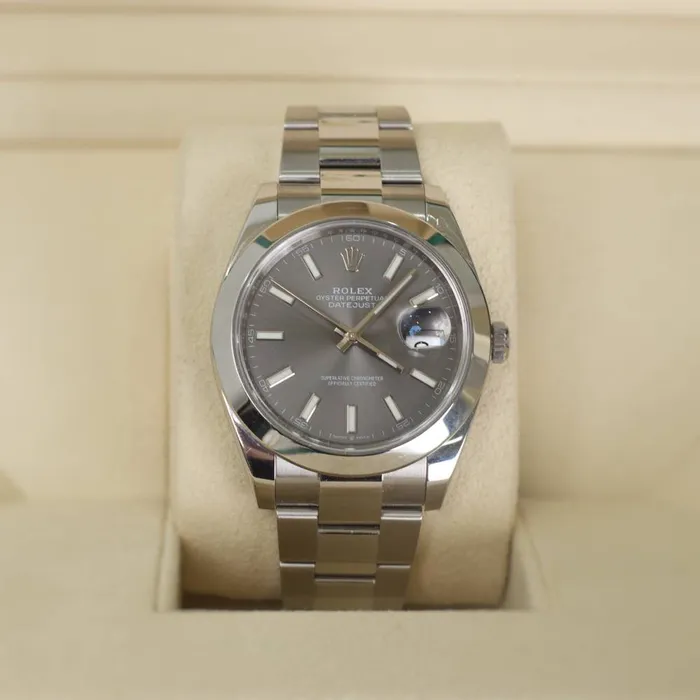 Bracelets Rolex Rolex Datejust 41mm Ref 1263000007 Rhodium Grey Dial Stainless Steel Oyster Bracelet Mens Watch