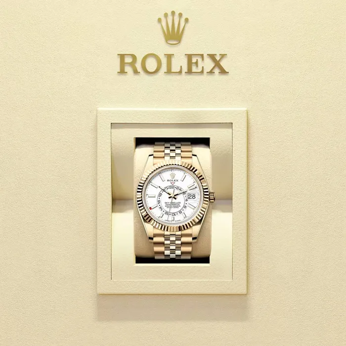 Bracelets Rolex SkyDweller 42mm Ref 3369380006 Intense White Stick Dial 18K Yellow Gold Jubilee Bracelet Watch Rolex