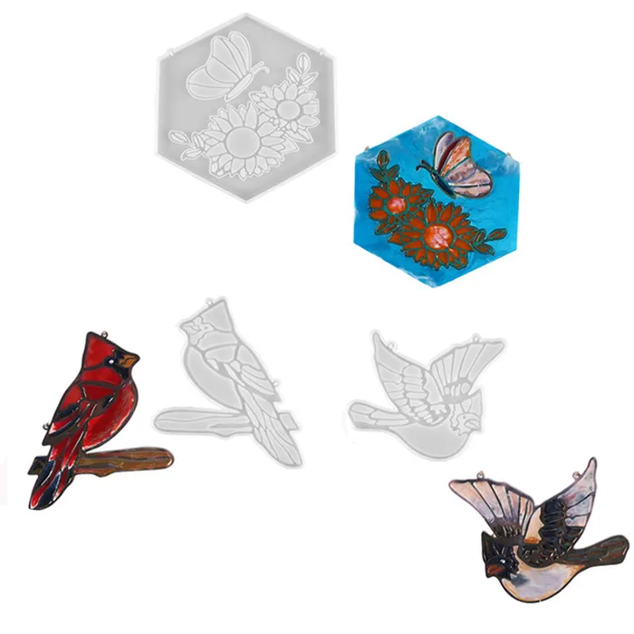 Cardinal Ornaments Doves Hanging Butterfly Flower Decorations Resin Mold IntoResin Earrings
