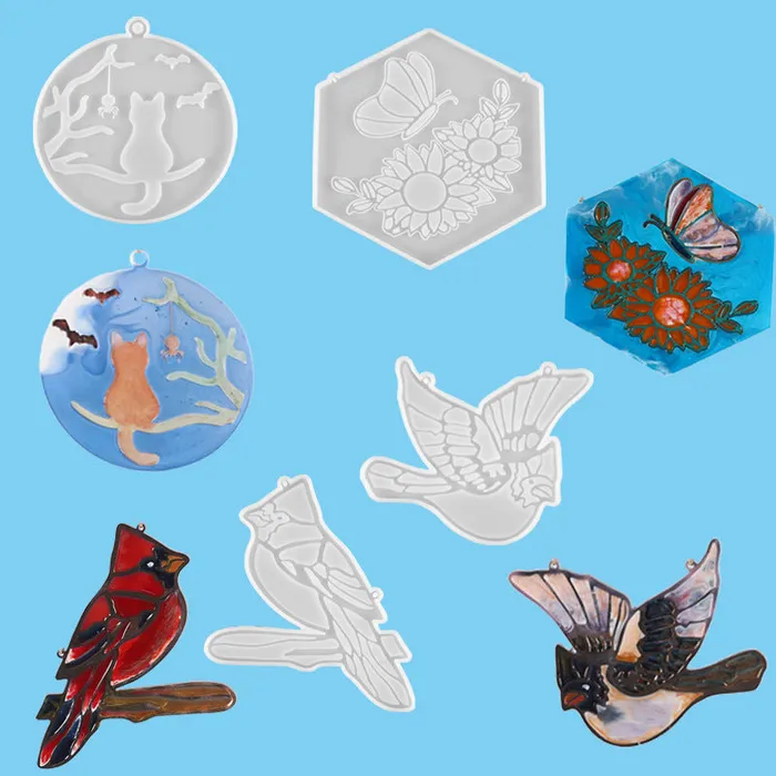 Cardinal Ornaments Doves Hanging Butterfly Flower Decorations Resin Mold IntoResin Earrings