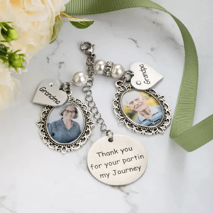 Charm Necklaces Personalized Photo Memorial Wedding Bouquet Charm Vintage Ivory Beads Crystal Spacers Belbren