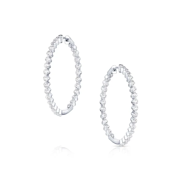 CJ Charles Jewelers Earrings 18kt White Gold 426ctw Diamond 15 Hoop Earrings CJ Charles Jewelers Earrings 18kt White Gold 426ctw Diamond 15 Hoop Earrings