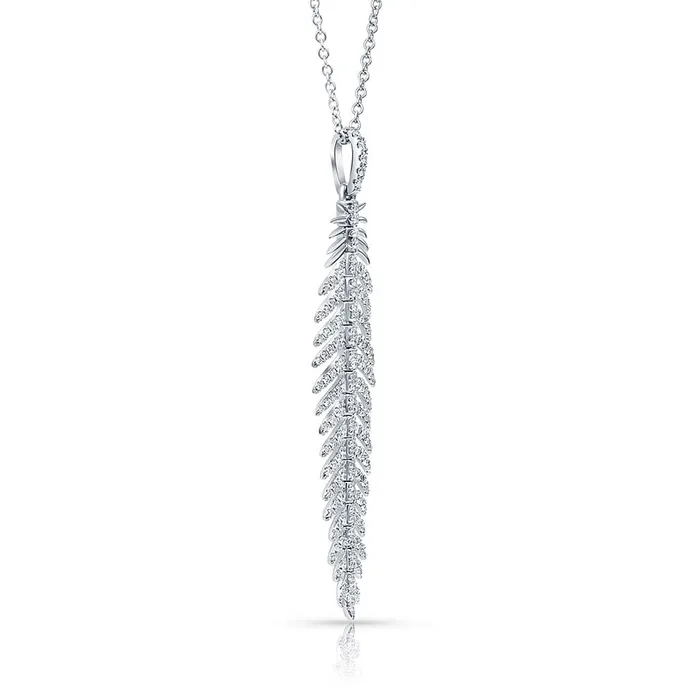 CJ Charles Jewelers Necklaces 18kt White Gold Diamond Feather Pendant Necklace CJ Charles Jewelers Necklaces 18kt White Gold Diamond Feather Pendant Necklace
