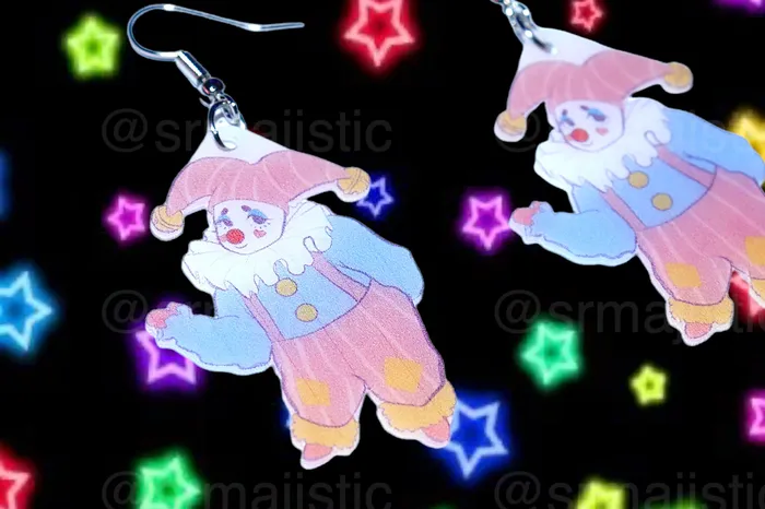 Clown Family Funky Handmade Earrings collaboration with saltnox Sam Makes Things Earrings