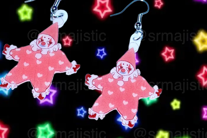 Clown Family Funky Handmade Earrings collaboration with saltnox Sam Makes Things Earrings