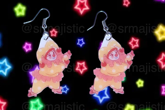 Clown Family Funky Handmade Earrings collaboration with saltnox Sam Makes Things Earrings