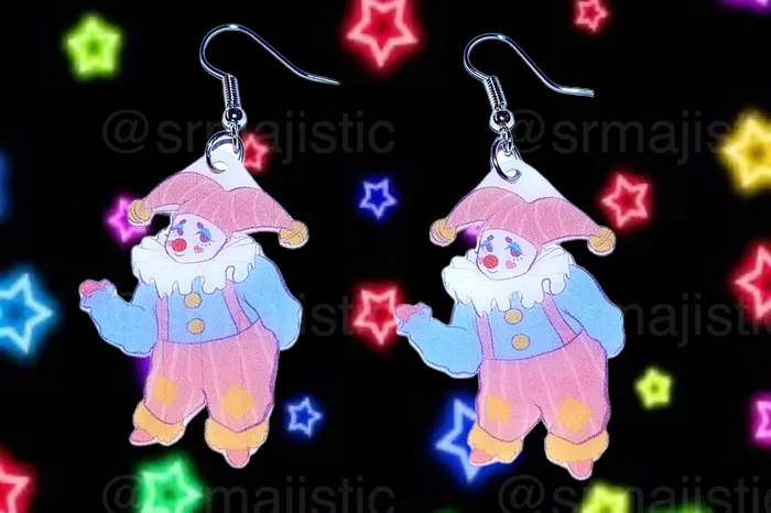 Clown Family Funky Handmade Earrings collaboration with saltnox Sam Makes Things Earrings