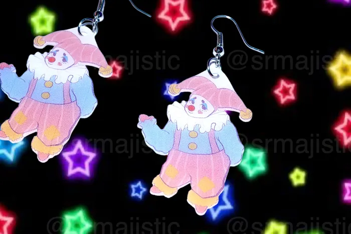 Clown Family Funky Handmade Earrings collaboration with saltnox Sam Makes Things Earrings