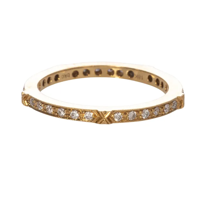 Croghans 22ctw Diamond Milgrain Eternity 18K Yellow Gold Band Rings