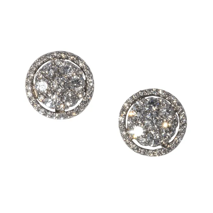 Croghans Earrings 95ctw Diamond Cluster Halo 14K Gold Stud Earrings
