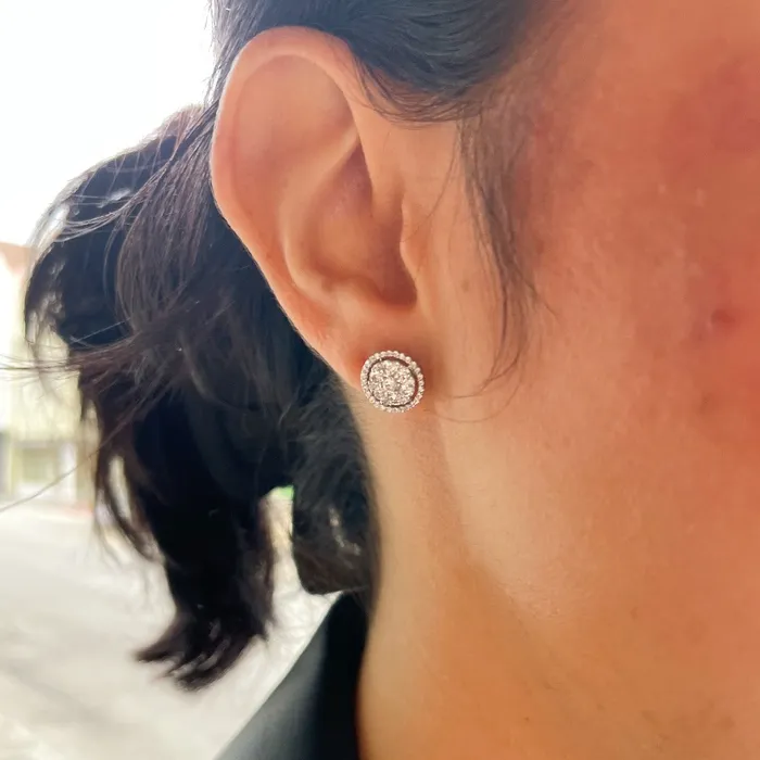 Croghans Earrings 95ctw Diamond Cluster Halo 14K Gold Stud Earrings