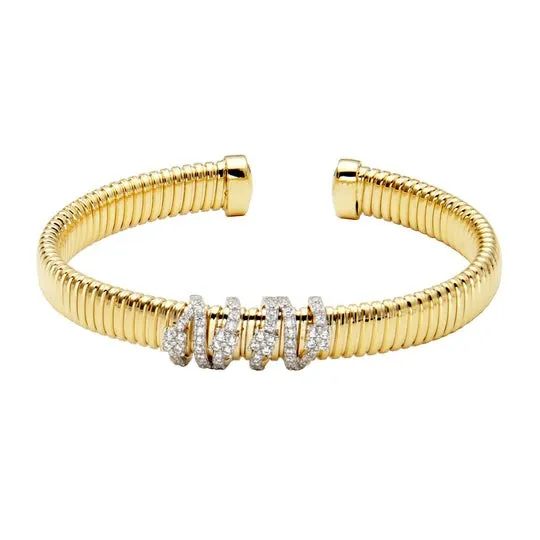 Croghans Earrings CZ Gold Plated Silver Tubogas Cuff Bangle