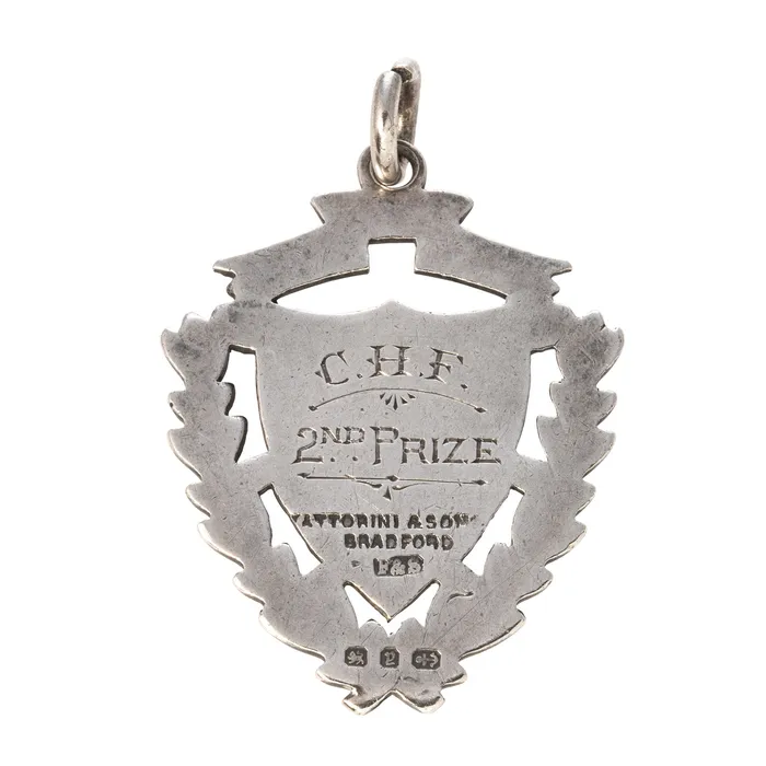Croghans Edwardian Sterling Silver Engraved Shield Medal Fob Pendant Necklaces