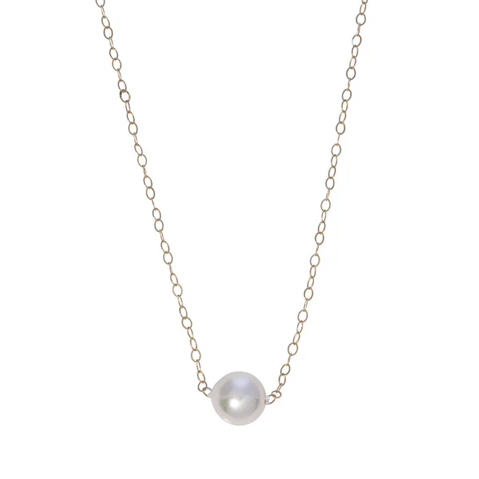 Croghans Necklaces Single Pearl 14K Gold Start Her Necklace