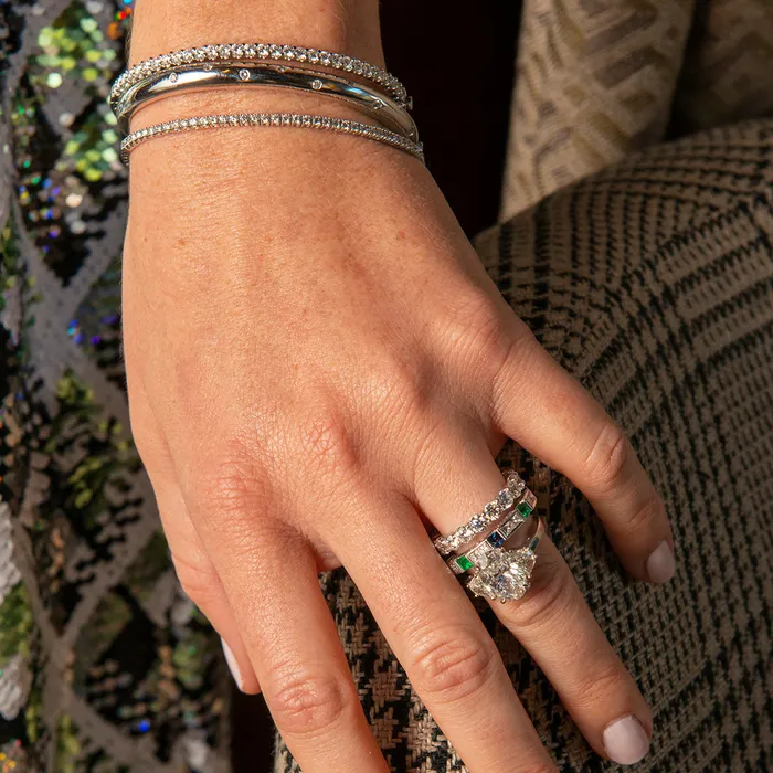 Croghans PreStyled Sets 1ctw Diamond 14K White Gold Flexible Tennis Bangle