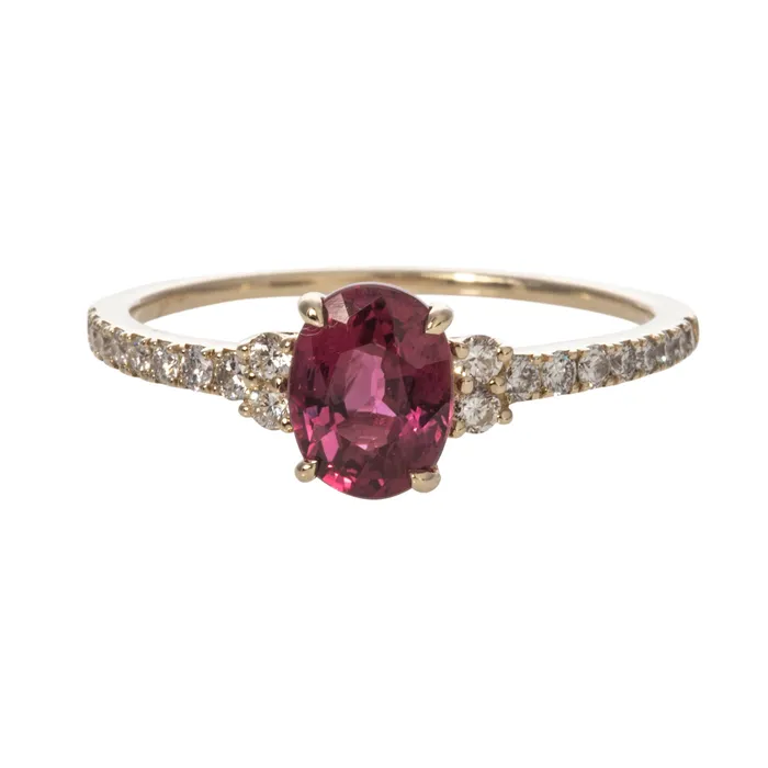 Croghans Rings Oval Ruby Diamond 14K Yellow Gold Ring