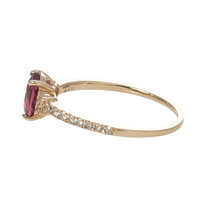Croghans Rings Oval Ruby Diamond 14K Yellow Gold Ring