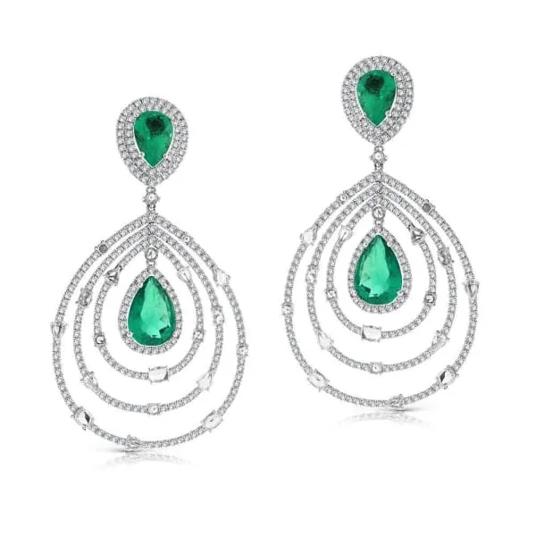 Diamond Source NYC Earrings Emerald Chandelier Earrings 18kt white gold with 1125Ct emerald stones and 255Ct diamonds EAR65000 Diamond Source NYC Earrings Emerald Chandelier Earrings 18kt white gold with 1125Ct emerald stones and 255Ct diamonds EAR65000