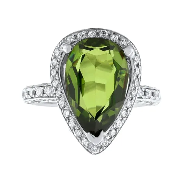 Diamond Source NYC Rings 18kt White Gold Peridot Fashion Ring with 125CT in diamonds R9000 Diamond Source NYC Rings 18kt White Gold Peridot Fashion Ring with 125CT in diamonds R9000