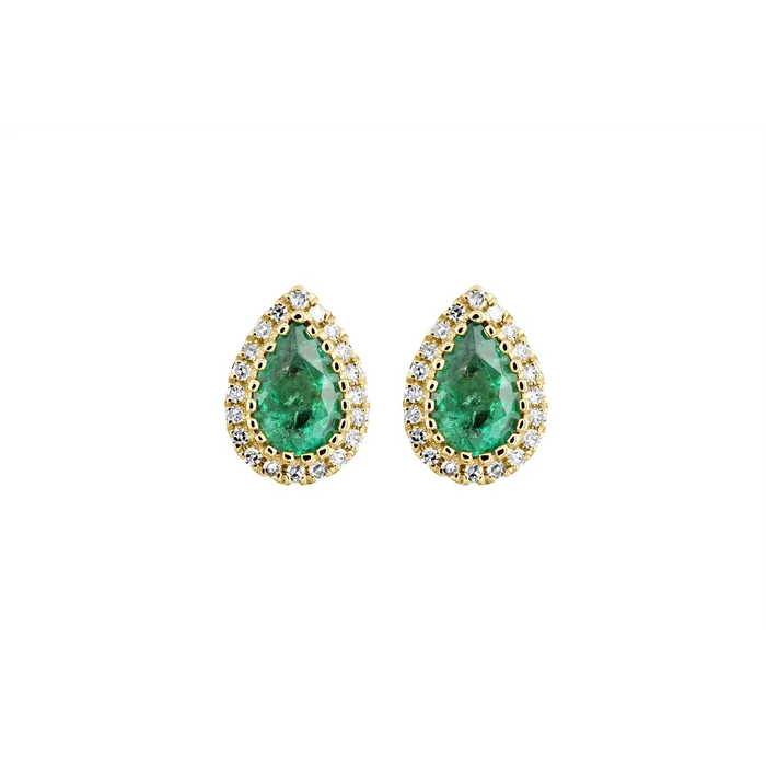 Earrings Meierotto Jewelers 14K Yellow Gold Diamond and Emerald Stud Earrings Earrings Meierotto Jewelers 14K Yellow Gold Diamond and Emerald Stud Earrings